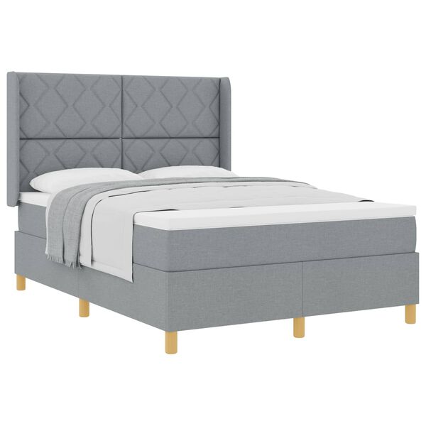 vidaXL Cama Box com colch&atilde;o Cinzento-claro 140 x 200 cm tecido