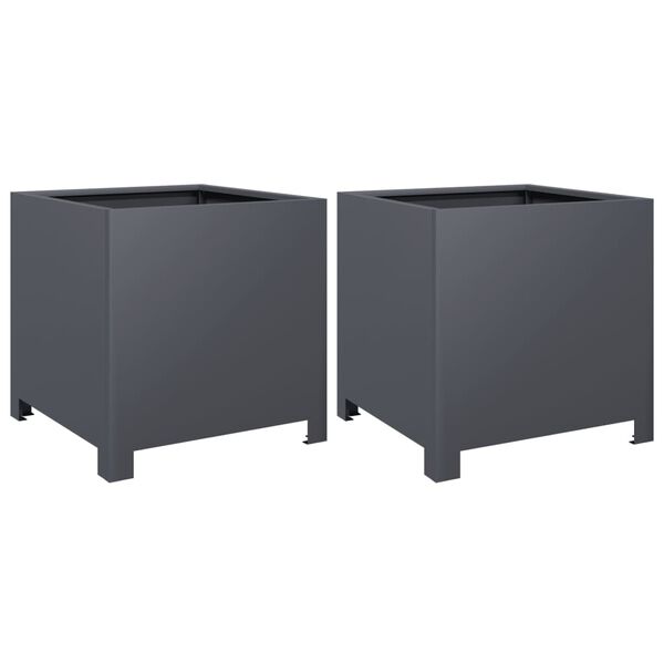 vidaXL Vaso/floreira de jardim 2 pcs 40x40x40 cm a&ccedil;o antracite