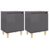 vidaXL Mesas cabeceira pernas madeira 2pcs 40x30x50cm cinza brilhante