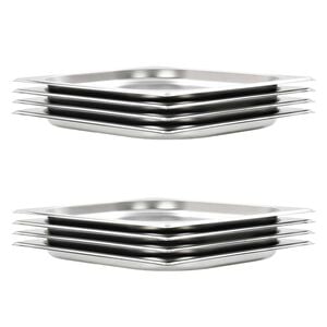vidaXL Recipientes gastronorm 8 pcs GN 1/2 20 mm a&ccedil;o inoxid&aacute;vel