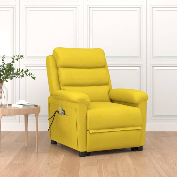 vidaXL Poltrona elevat&oacute;ria de massagens tecido amarelo-claro