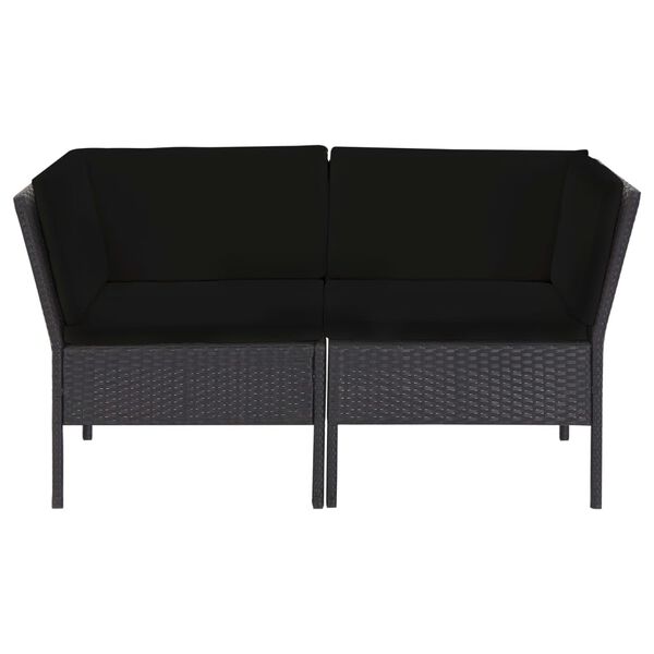 vidaXL 6 pcs conjunto lounge de jardim c/ almofad&otilde;es vime PE preto