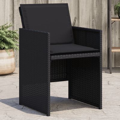 vidaXL Cadeiras de jardim com almofadões 4 pcs vime PE preto