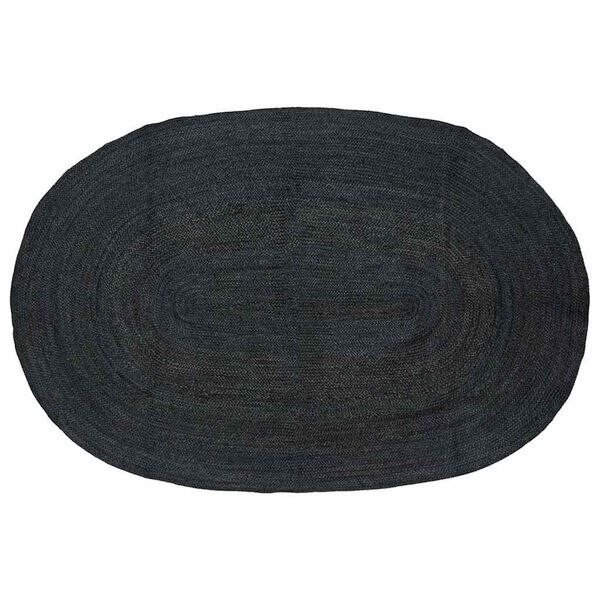 vidaXL Tapetes de &aacute;rea Oval Preto 152 x 245 cm Juta