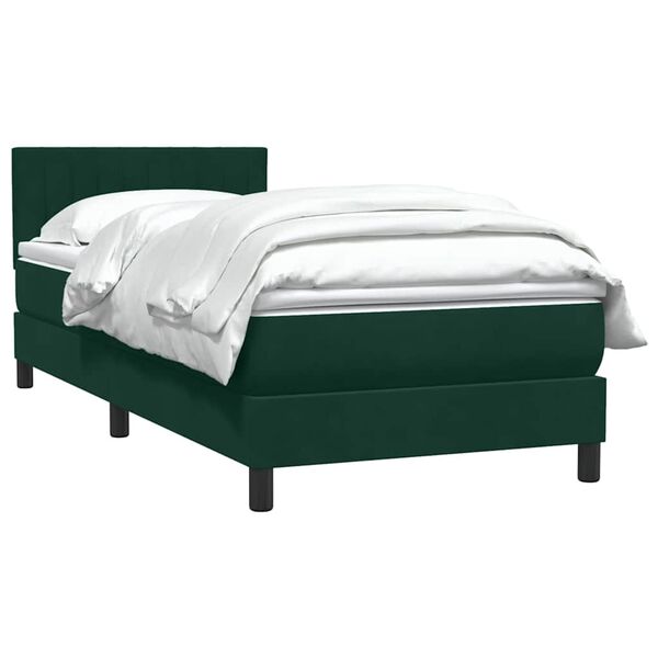 vidaXL Cama com molas/colch&atilde;o 100x210 cm veludo verde-escuro