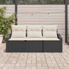 vidaXL Conjunto de Sof&aacute; de Jardim 3 pcs Preto e Branco vime PE