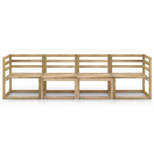 vidaXL Sof&aacute; de jardim com 4 lugares pinho impregnado a verde