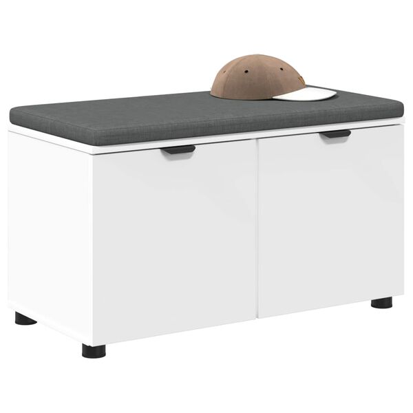 vidaXL Banco de Hall com almofada com porta Branco 80 x 46 x 46 cm