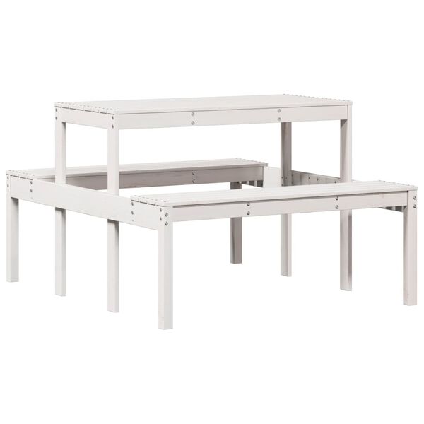 vidaXL Mesa de piquenique 110x134x75 cm madeira de pinho maciça branco