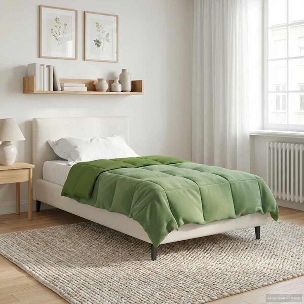 vidaXL Edredom de Inverno Colchonete Verde 155 x 200 cm Microfibra
