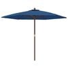 vidaXL Guarda-sol de jardim com poste de madeira 299x240 cm azul-ciano