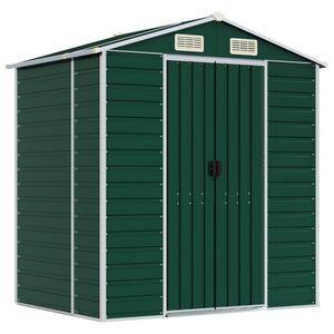 vidaXL Abrigo de jardim 191x130x198 cm a&ccedil;o galvanizado verde