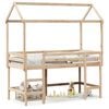 vidaXL Cama alta c/ escada e telhado 80x200 cm pinho maci&ccedil;o