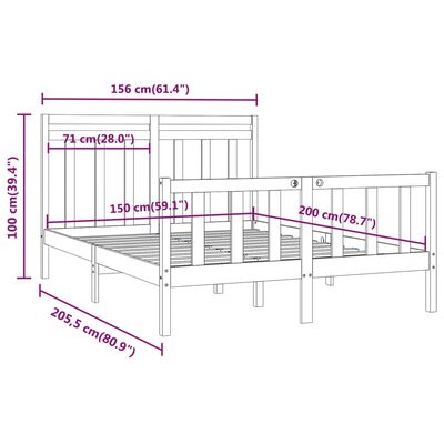 vidaXL Estrutura de cama king 150x200 cm pinho maciço