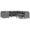 vidaXL 9 pcs conjunto lounge de jardim c/ almofad&otilde;es vime PE cinzento