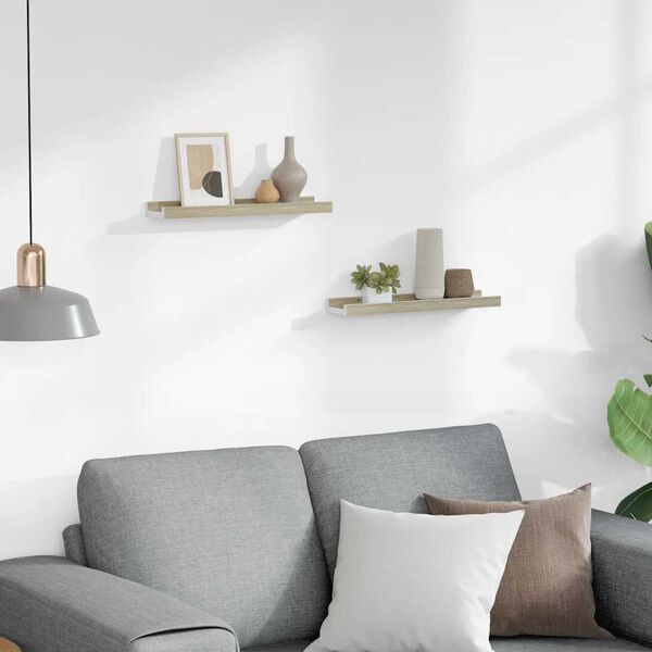 vidaXL Prateleiras de parede 2 pcs 40x9x3 cm branco e carvalho sonoma