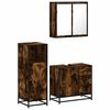 vidaXL 3 pcs conjunto de m&oacute;veis WC madeira processada carvalho fumado