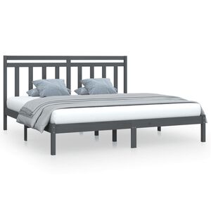 vidaXL Estrutura de cama 200x200 cm madeira maci&ccedil;a cinzento