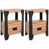 vidaXL Mesas de cabeceira 2 pcs 40x30x54 cm madeira ac&aacute;cia maci&ccedil;a/a&ccedil;o