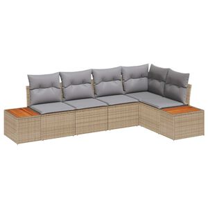 vidaXL Conjunto de Sof&aacute; de Jardim 5 pcs bege e cinzento claro