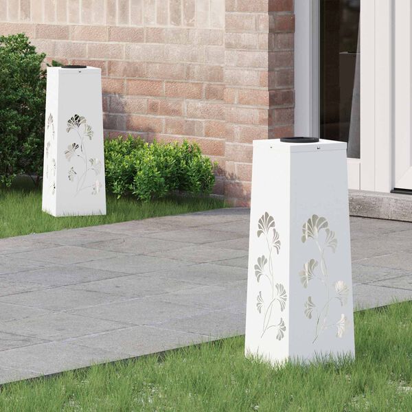 vidaXL Luz Solar LED de Caminho 2 pcs Branco A&ccedil;o Laminado a Frio