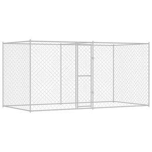 vidaXL Jaula para c&atilde;o Prateado 400 x 200 x 200 cm A&ccedil;o Galvanizado