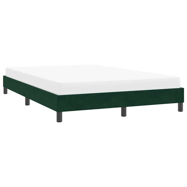 vidaXL Estrutura de cama sem colch&atilde;o 140x220 cm veludo verde-escuro