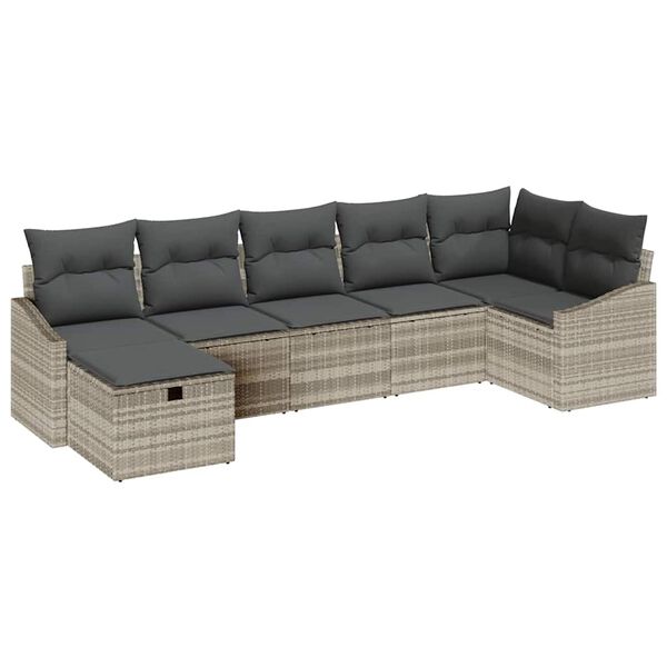 vidaXL Conjunto de Sofá de Jardim 7 pcs Cinzento-claro 55 x 62 x 69 cm