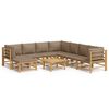 vidaXL 9 pcs conj. lounge jardim bambu almofad&otilde;es cinzento-acastanhado
