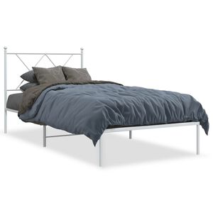 vidaXL Estrutura de cama com cabeceira 90x190 cm metal branco