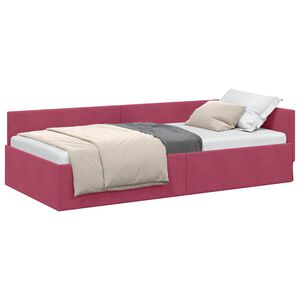 vidaXL Estrutura de Cama de Canto Vinho Vermelho 90 cm x 200 cm Veludo