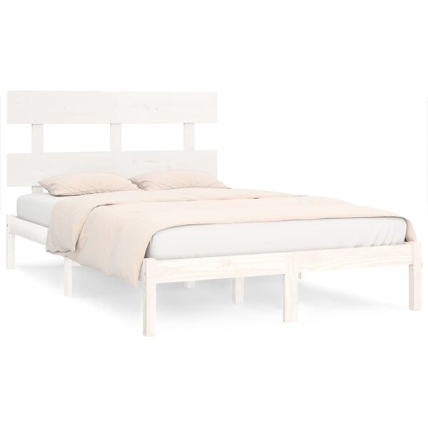 vidaXL Estrutura de cama 200x200 cm madeira maciça branco