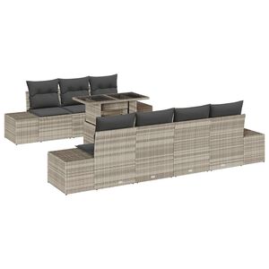 vidaXL Conjunto de Sof&aacute; de Jardim 8 unid. Cinza Claro e Cinza Escuro
