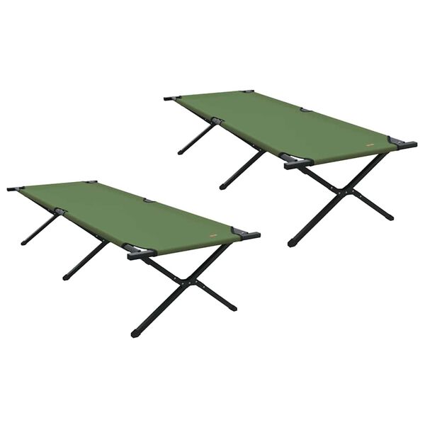 vidaXL Cama de Camping Dobr&aacute;vel Manual 2 pcs Verde 210 x 80 x 46 cm