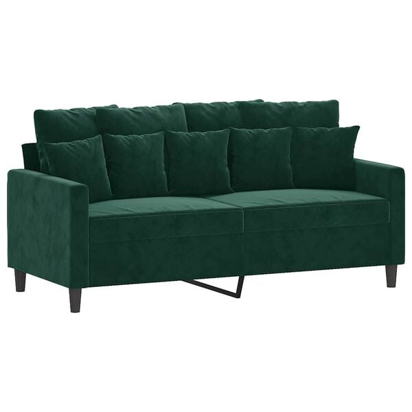 vidaXL Sof&aacute; de 2 lugares 140 cm veludo verde-escuro