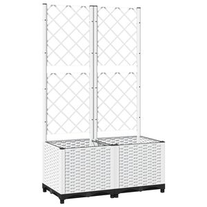 vidaXL Vaso/floreira jardim c/ treli&ccedil;a 80x40x136 cm PP branco