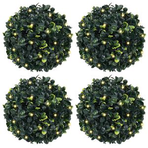vidaXL Bolas artificiais de buxo com luzes LED 4 pcs verde 12 cm