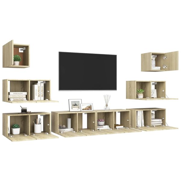 vidaXL 8 pcs conjunto m&oacute;veis de TV derivados madeira carvalho sonoma