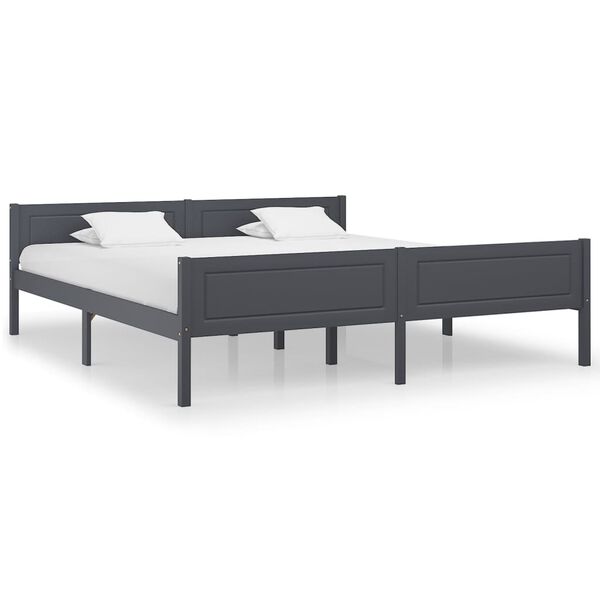 vidaXL Estrutura de cama 180x200 cm pinho maciço cinzento