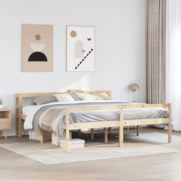 vidaXL Cama para idosos com cabeceira 180x200 cm pinho maci&ccedil;o
