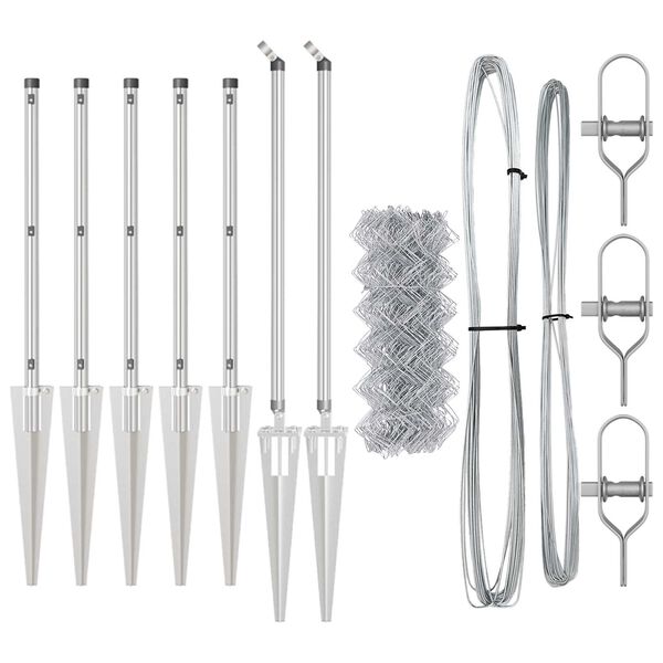 vidaXL Poste de Cerca Prateado 10 x 1 m (malha de 60 x 60 mm) A&ccedil;o