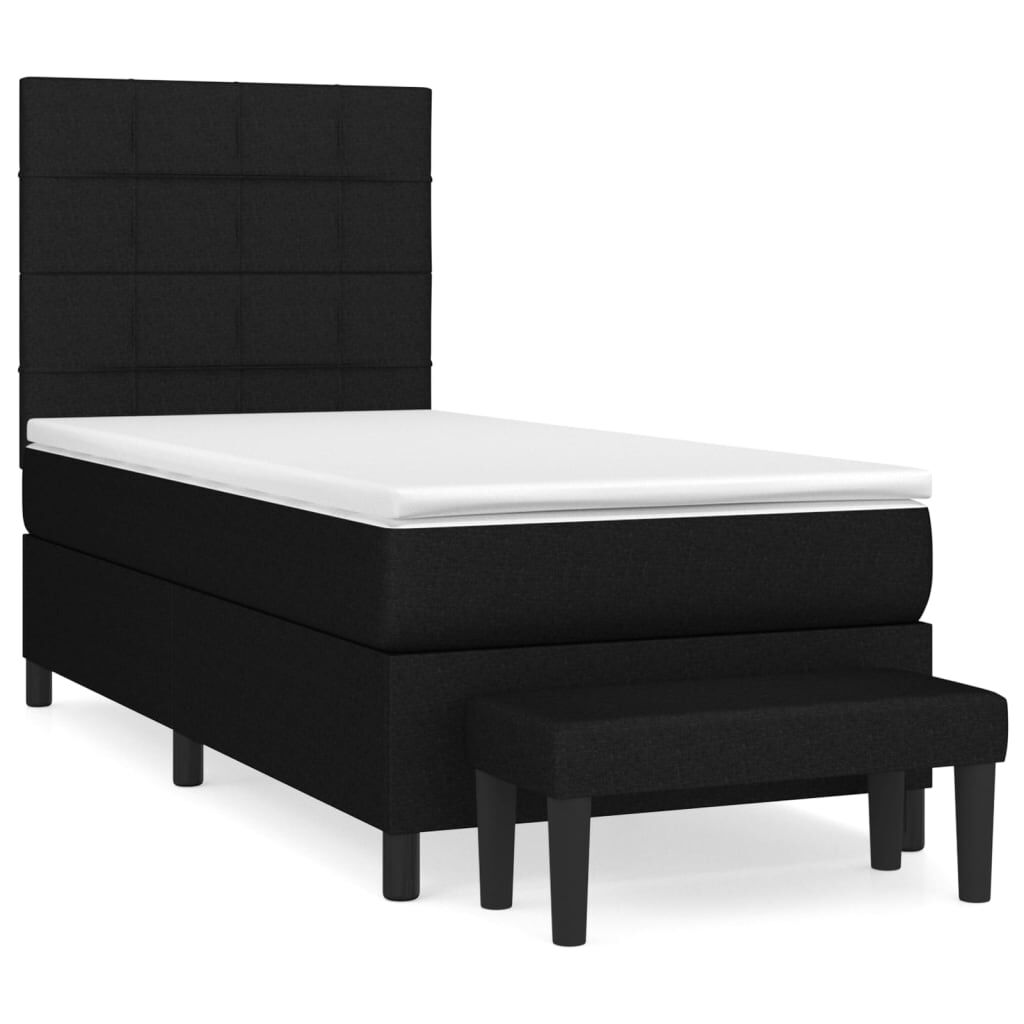 vidaXL Cama com molas/colchão 80x200 cm tecido preto