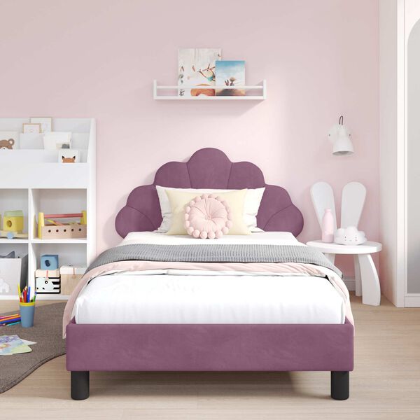 vidaXL Estrutura de Cama Infantil com Cabeceira Roxo 90 x 190 cm