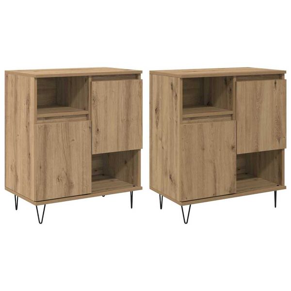 vidaXL Buffet 2 pcs Carvalho Artesanal 60 x 35 x 70 cm