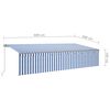 vidaXL Toldo retr&aacute;til manual com estore 6x3 m azul e branco