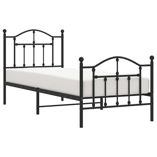 vidaXL Estrutura de cama com cabeceira e p&eacute;s 90x190 cm metal preto