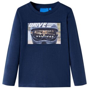 T-shirt de manga comprida para crian&ccedil;a azul-marinho mesclado 104