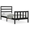 vidaXL Estrutura de cama com cabeceira 100x200 cm madeira maci&ccedil;a preto