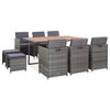 vidaXL 11 pcs conjunto jantar exterior vime e madeira ac&aacute;cia antracite
