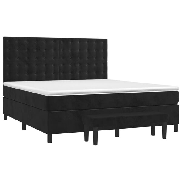 vidaXL Cama com molas/colch&atilde;o 160x200 cm veludo preto